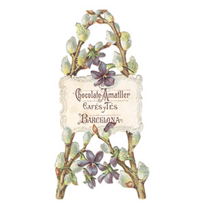 Cromo col·leccionable troquelat. Finals sXIX Chocolate Amatller.