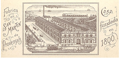 Fàbrica de Xocolata Amatller, construïda l’any 1878 al barri industrial de Sant Partí de Provençals. Obra de l’arquitecte Pere Bassegoda.