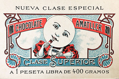 Cartell publicitari de la marca LUNA, una marca de Chocolate Amatller.
