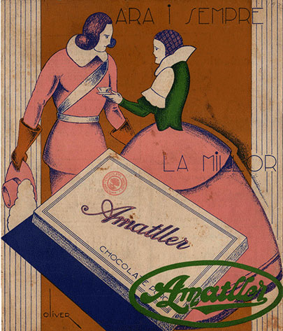 Pàgina publicitària de Xocolata Amatller en la revista d