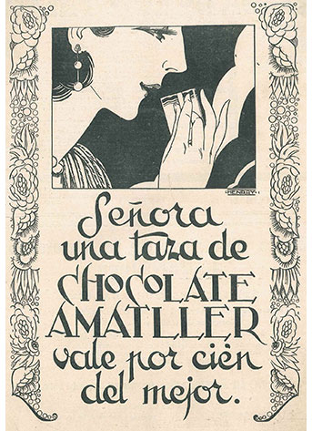 Publicitat Chocolate Amatller revista Barcelona Gráfica. Any 1930.
